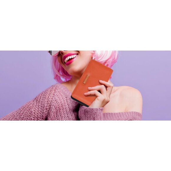 Nautica Seaside Slim Women's Wallet Tangerine Stripe RFID Blocking Vegan Leather - Picture 6 of 6